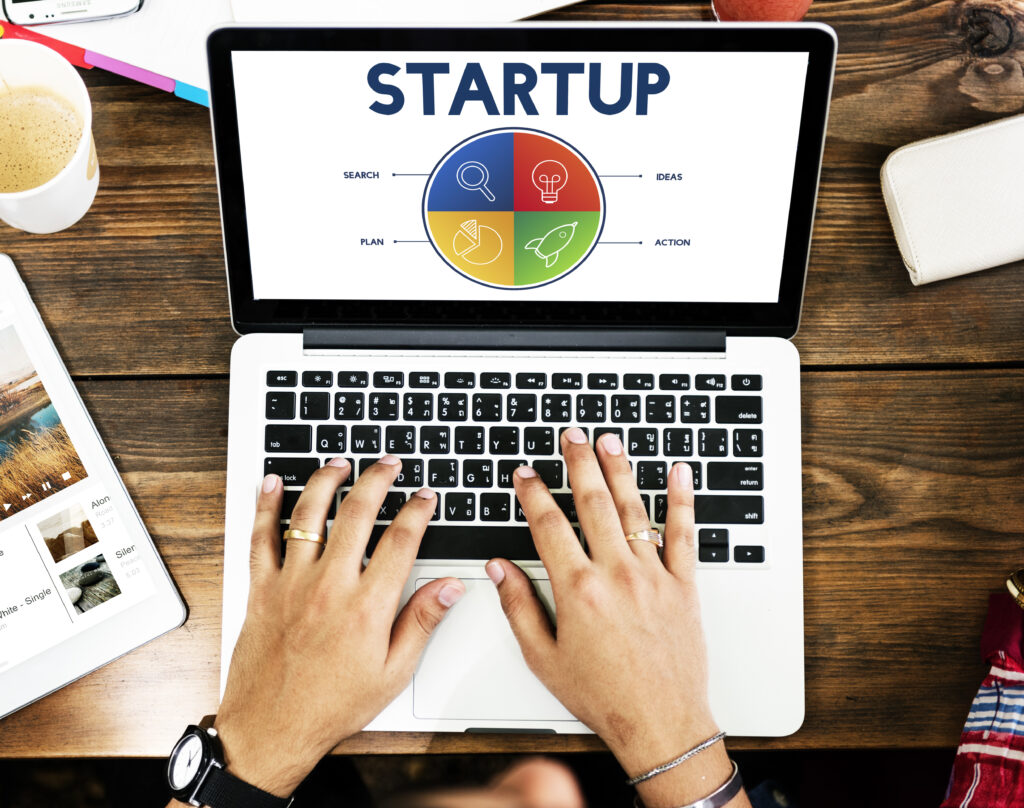 startup search ideas lightbulb concept